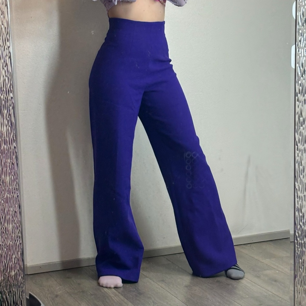 Vintage wool wide leg 90s Elegant Purple Women's Pants